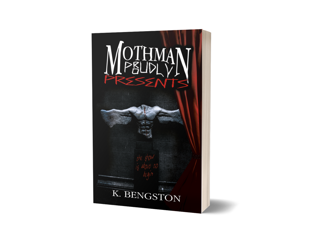 MOTHMAN Proudly Presents Cover mockup of the horror novel MOTHMAN Proudly Presents